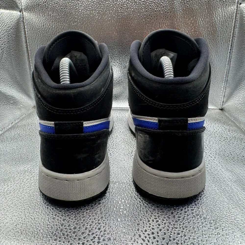 Size 6.5Y Nike Air Jordan 1 Mid GS Black White Racer Blue Kids‎ Shoes 554725-084
